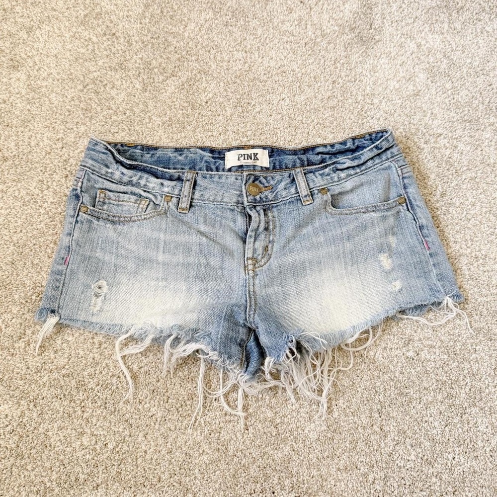 Y2K Victoria's Secret PINK Distressed Denim Mini Shorts — Size 4